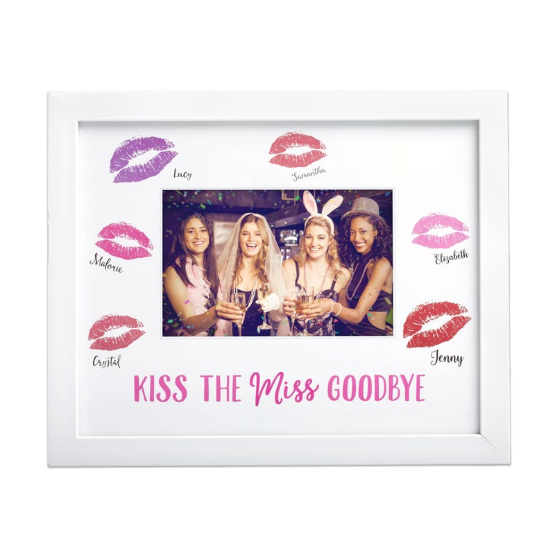 Kate & Milo Bachelorette Signature Frame, Guest Book Alternative for Bachelorette Party, Bride-To-Be Keepsake Photo Frame with Lipstick Signatures, 4x6 Picture Display, White - Image 1